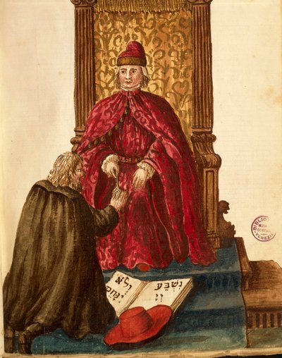 共和国政要向威尼斯总督宣誓效忠，由Jan van Grevenbroeck或Giovanni Grevembroch（1731-1807）创作，Gli Abiti de Veneziani，出自服装图鉴，水彩画 作者 扬·范·格雷文布罗克
