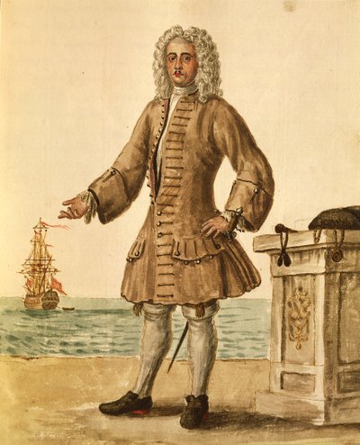 威尼斯共和国的船长，由Jan van Grevenbroeck或Giovanni Grevembroch（1731-1807）创作，Gli Abiti de Veneziani，来自服装图鉴，水彩。 作者 扬·范·格雷文布罗克