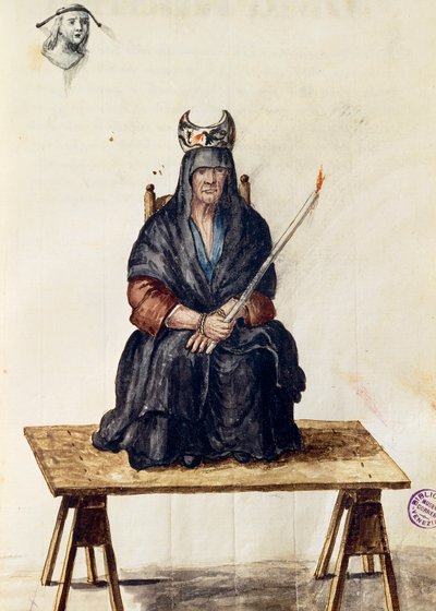 女巫，《威尼斯人的衣服》中的插图，作者是乔瓦尼-格莱温布洛赫（约1731-1807）。 作者 扬·范·格雷文布罗克