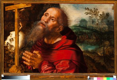Representation of Saint Jerome (St Jerome) Painting by Jan Sanders Van Hemessen (ca. 1504-ca. 1575) 作者 扬·范·赫姆森（Jan van Hemessen）