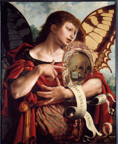 虚荣。 Jan Sanders Van Hemessen (1500-1560) 的绘画 作者 扬·范·赫姆森（Jan van Hemessen）