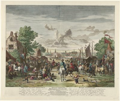 帕登马克特，约 1702 战马市场 / Mavors Paardemarkt（物品上的标题） 作者 扬·范·赫腾堡