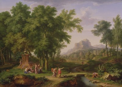 阿卡迪亚景观与植物的半身像，1724-25（对68872） 作者 Jan van Huysum