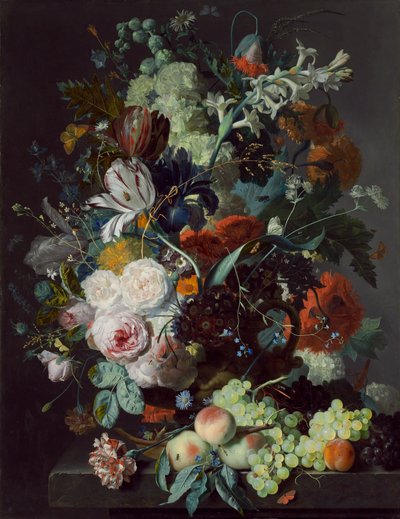 静物与鲜花和水果，c.1715 作者 扬·范·休森（Jan van Huysum）
