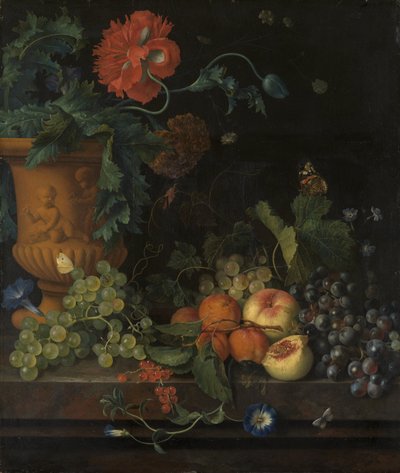 鲜花和水果兵马俑花瓶 作者 扬·范·休森（Jan van Huysum）