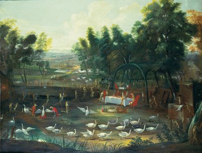 狐狸和天鹅的宴席 作者 扬·范·凯塞尔（Jan van Kessel）