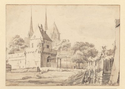 代芬特尔的 Bergpoort 和 Bergkerk 景观 作者 扬·范·凯塞尔（Jan van Kessel）