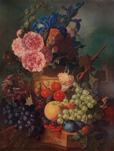 花卉和水果的观赏花瓶，c1798，1938年 作者 扬·范·奥斯