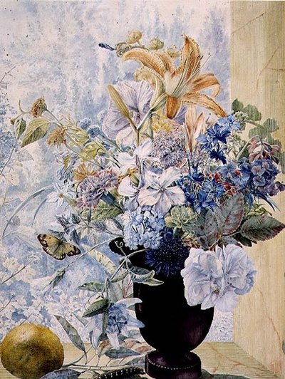 PD.849-1973 橱窗里的混合花瓶（水粉和水彩 作者 扬·范·奥斯
