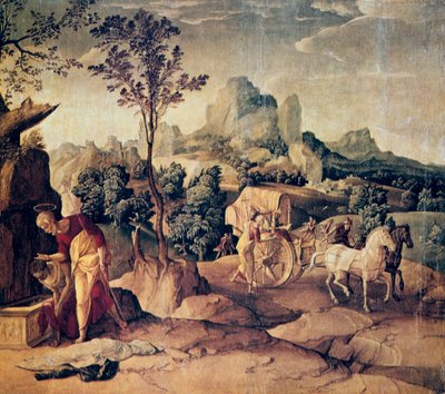 使徒菲利普为太监施洗，十六世纪。 作者 扬·范·斯柯（Jan van Scorel）