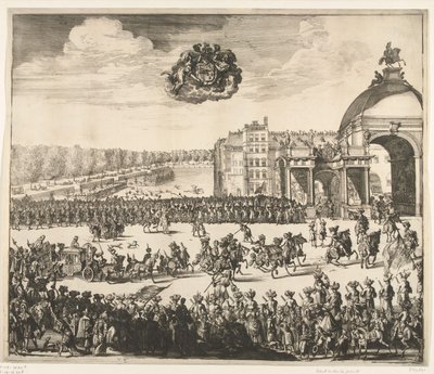 威廉三世国王进入海牙，1691 年
To the Blyde, seer gewenste, en eerste Konincklijcke Inhalingh van Willem de III, Koning van Engelandt, Schotlandt, Vranckryck en Yerlandt, c.Binnen 