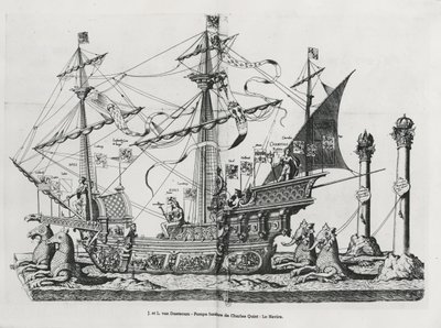 1559年皇帝查理五世葬礼游行中的凯旋船 作者 Jan Van和Doetechum老年人