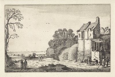 Figuren bij een huis en huifkarren op een landweg Landschappen (series title) Amenissimae aliquot requculae (series title) 作者 扬·范德维尔德 (II)