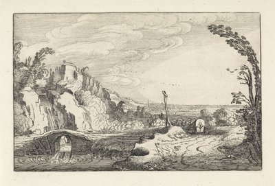 山川风景中小径上的马车
风景（系列名称）
沼泽（系列名称） 作者 Jan van de Velde (II)