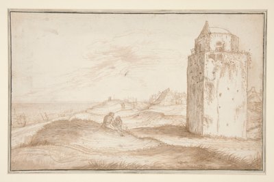 赞德沃特附近的沙丘和灯塔 作者 Jan van de Velde II