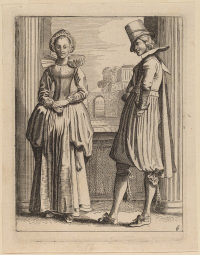 两个穿着服装的人物 作者 Jan van de Velde II