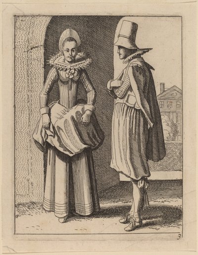 两个身着服装的人物 作者 Jan van de Velde II