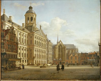 荷兰阿姆斯特丹水坝街和新市政厅 ... 作者 扬·范德 (Jan van der) 海登 (Heyden)