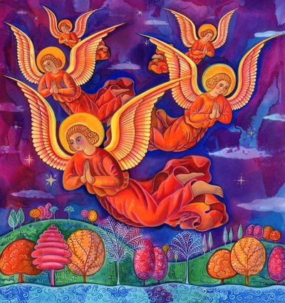 天使，1999，（墨水和水粉） 作者 简·塔特斯菲尔德