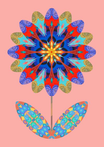 淡粉色上的花朵剪影，2020年 作者 简·塔特斯菲尔德