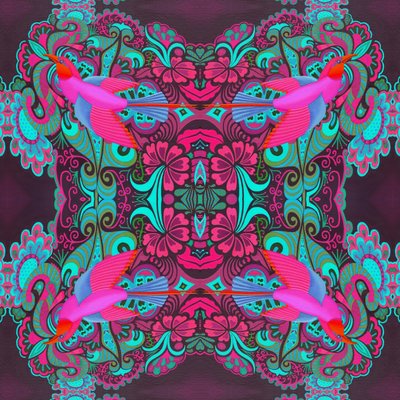 飞鸟图案栗色，2015， 作者 简·塔特斯菲尔德