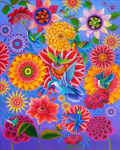 蜂鸟，2024 年（帆布油画） 作者 简·塔特斯菲尔德