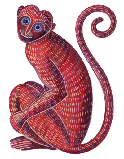 猴子，1996，（墨水和水粉） 作者 简·塔特斯菲尔德