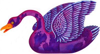 Swan，1996，（墨水和水粉） 作者 简·塔特斯菲尔德