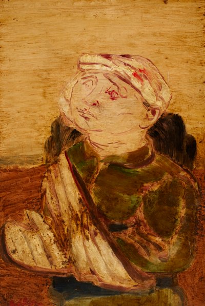 受伤 - 戴帽子男子的肖像（纸板上的丙烯画） 作者 扬克尔·阿德勒