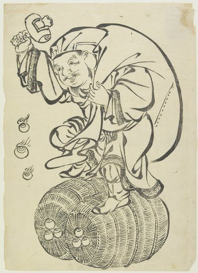 18世纪中后期，大黑神在稻壳上跳舞（木版画） 作者 日本学校