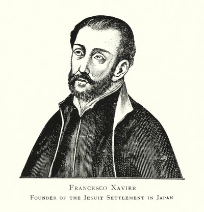 Francesco Xavier，日本耶稣会定居点（石版画）的创始人 作者 日本学校