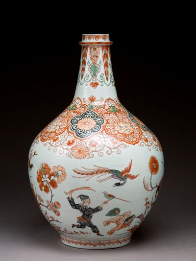 大瓶花瓶，以伊万里风格在荷兰装饰，Ko-Imari，17 世纪后期（珐琅釉上彩陶器） 作者 日本学校