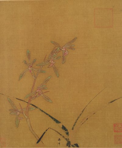 兰花（丝绸上的墨水） 作者 日本学校