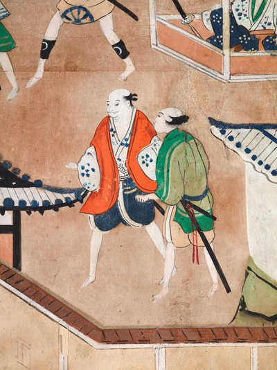 Osakazu Byobu - 日本八扇折叠屏风（绘画） 作者 日本学校