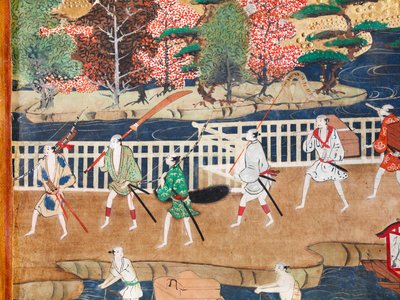 Osakazu Byobu - 日本八扇折叠屏风（绘画） 作者 日本学校
