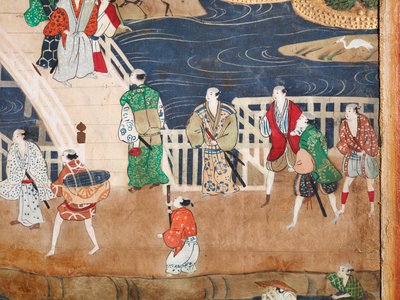 Osakazu Byobu - 日本八扇折叠屏风（绘画） 作者 日本学校