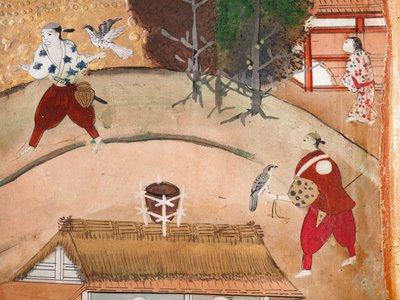 Osakazu Byobu - 日本八扇折叠屏风（绘画） 作者 日本学校