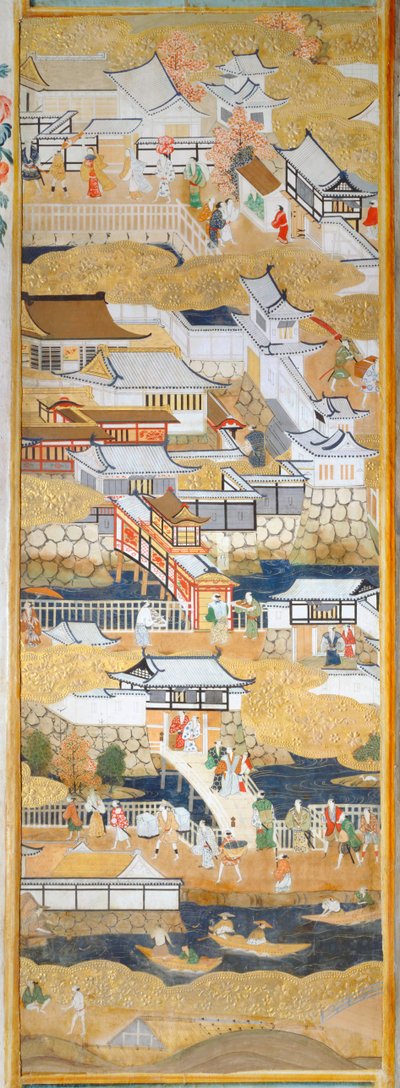 Osakazu Byobu - 日本八扇折叠屏风（绘画） 作者 日本学校