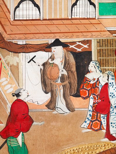 Osakazu Byobu - 日本八扇折叠屏风（绘画） 作者 日本学校