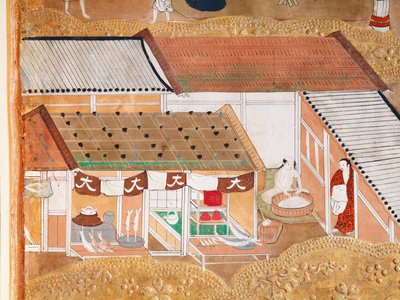 Osakazu Byobu - 日本八扇折叠屏风（绘画） 作者 日本学校
