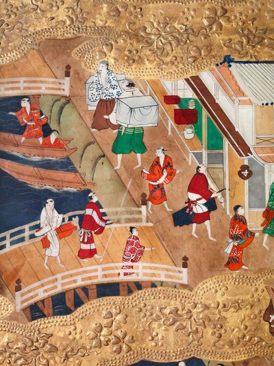 Osakazu Byobu - 日本八扇折叠屏风（绘画） 作者 日本学校