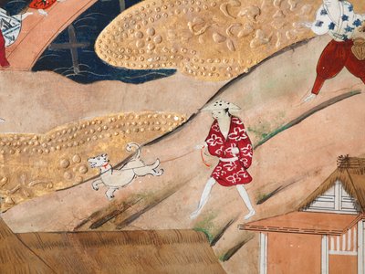 Osakazu Byobu - 日本八扇折叠屏风（绘画） 作者 日本学校