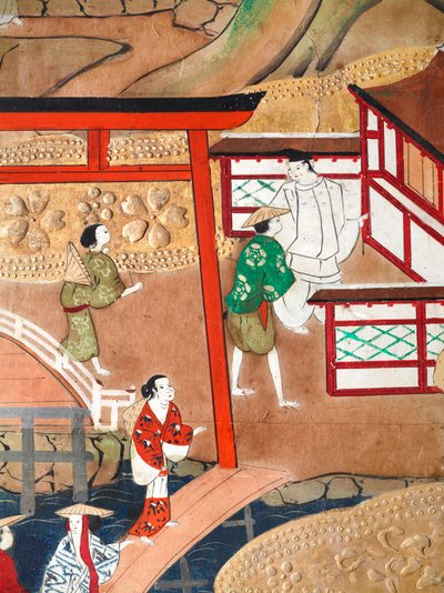 Osakazu Byobu - 日本八扇折叠屏风（绘画） 作者 日本学校