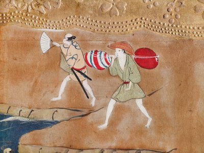 Osakazu Byobu - 日本八扇折叠屏风（绘画） 作者 日本学校