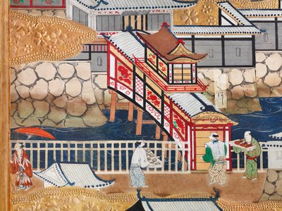 Osakazu Byobu - 日本八扇折叠屏风（绘画） 作者 日本学校
