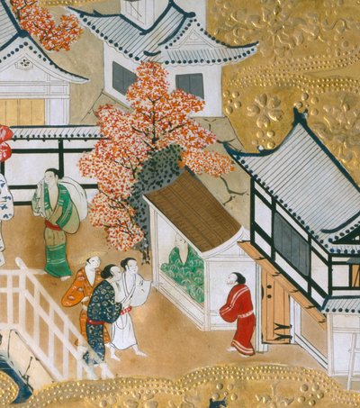 Osakazu Byobu - 日本八扇折叠屏风（绘画） 作者 日本学校