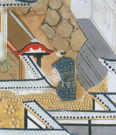 Osakazu Byobu - 日本八扇折叠屏风（绘画） 作者 日本学校