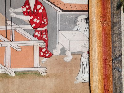 Osakazu Byobu - 日本八扇折叠屏风（绘画） 作者 日本学校