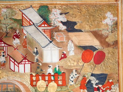 Osakazu Byobu - 日本八扇折叠屏风（绘画） 作者 日本学校