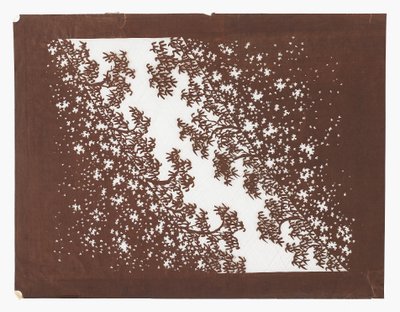 Paper stencil (katagami), late 19th century (Mulberry bark paper treated with persimmon juice and silk thread) 作者 日本学校